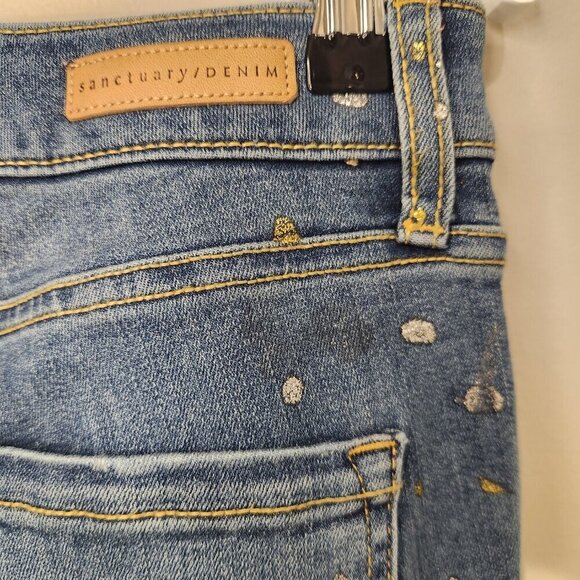 Sanctuary Denim Modern Straight Crop High Rise Painted Jeans - Size 28 - Picture 7 of 9